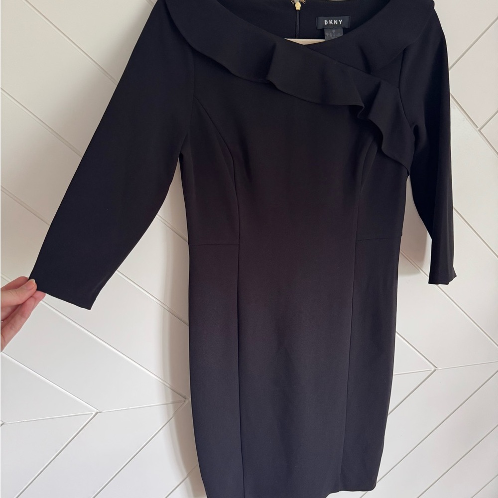 DKNY Elegant Black Long Sleeve Dress